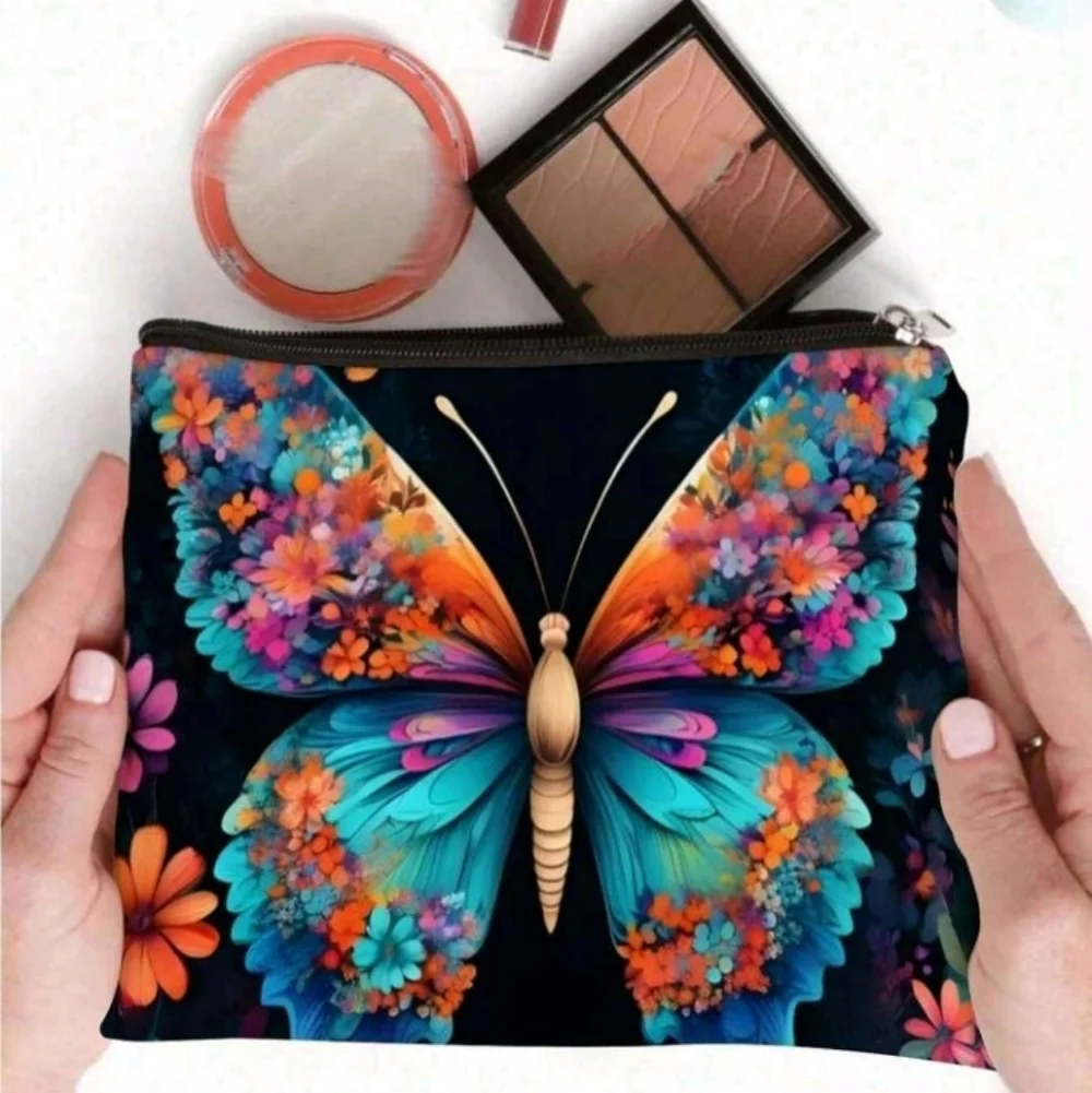 Boho Butterfly Colorful Zipper Purse Pouch